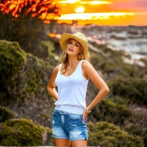 Women's Jean Shorts Boston Proper Cutoff Denim Shorts Light Blue Cotton Shorts